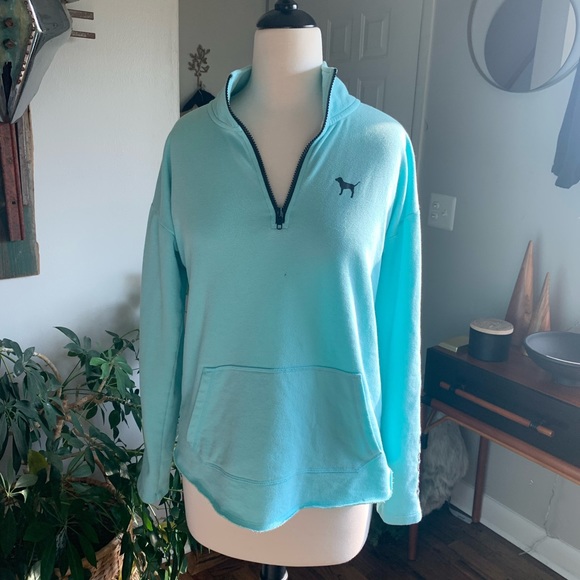 PINK Victoria's Secret Tops - PINK Bright Blue Half Zip Sweatshirt